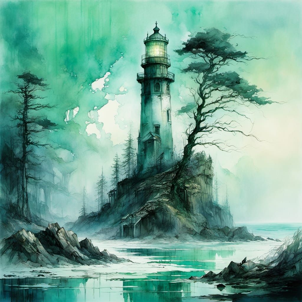 Lighthouse in a spectral fog  by @Darcryss