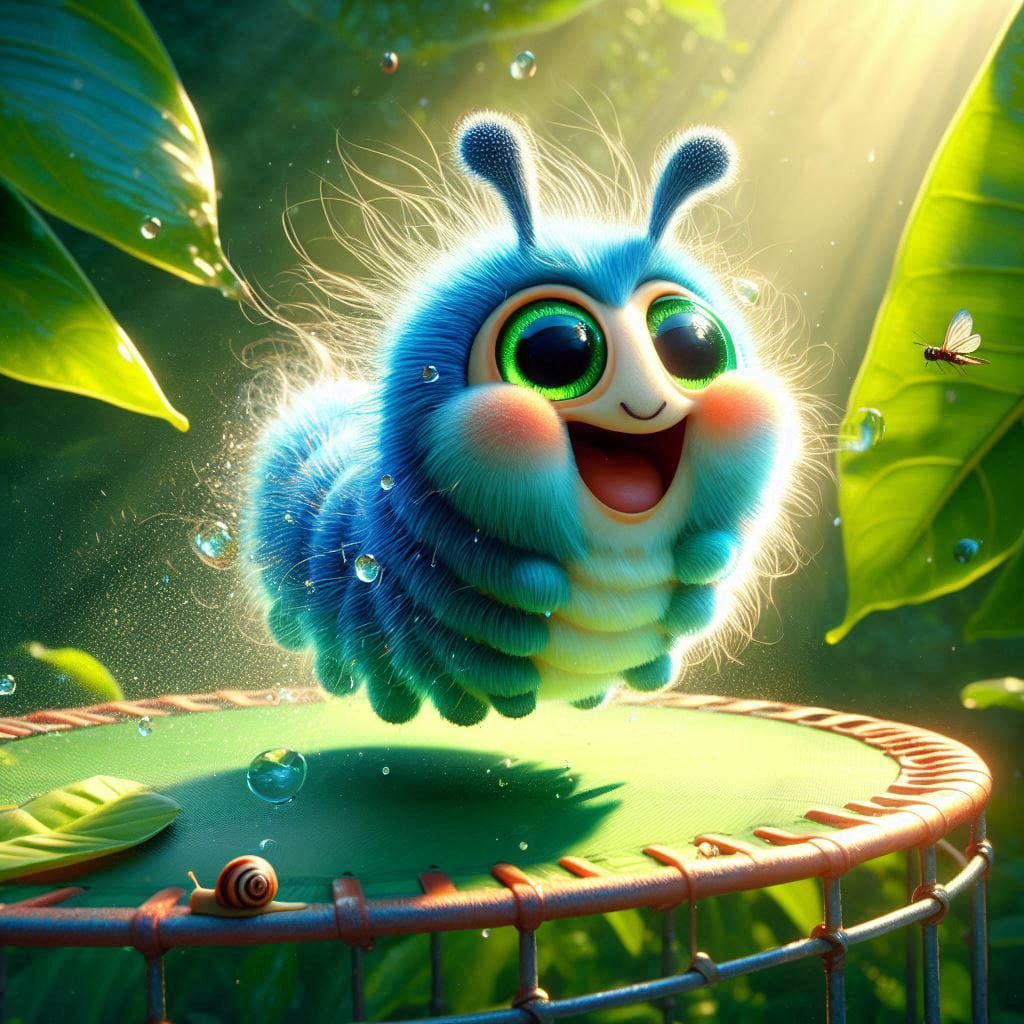 Caterpillar on trampoline