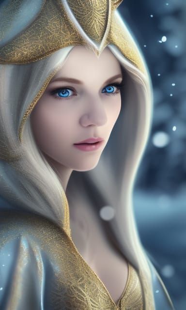 Portrait of elf female with Blonde hair and with cute face, ...