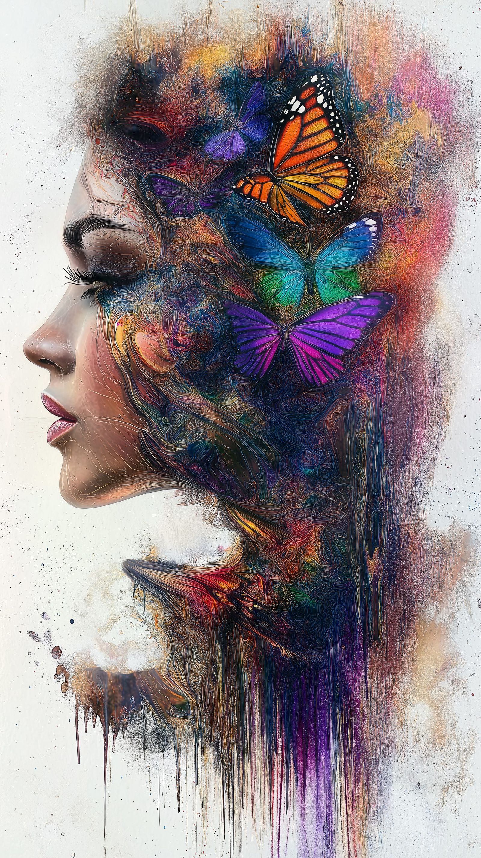 A Beautiful womans face, future unfolding