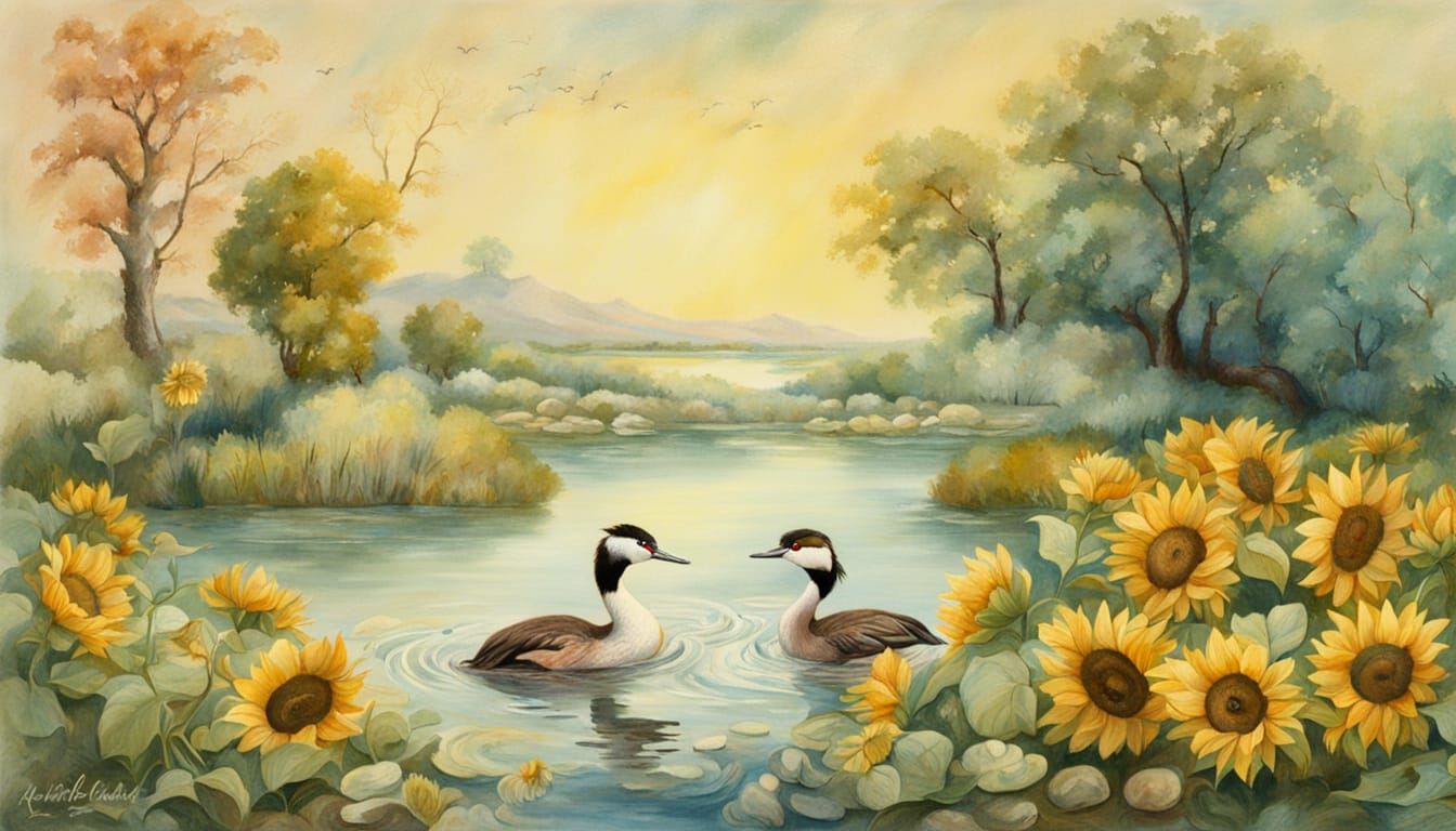 Peaceful Summer Scene in Pastel Hues