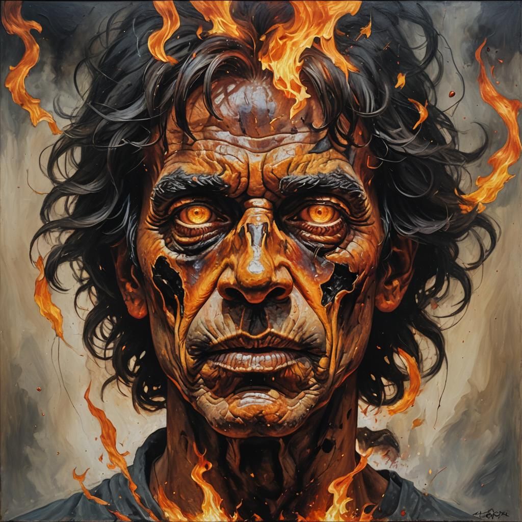 Face made of fire