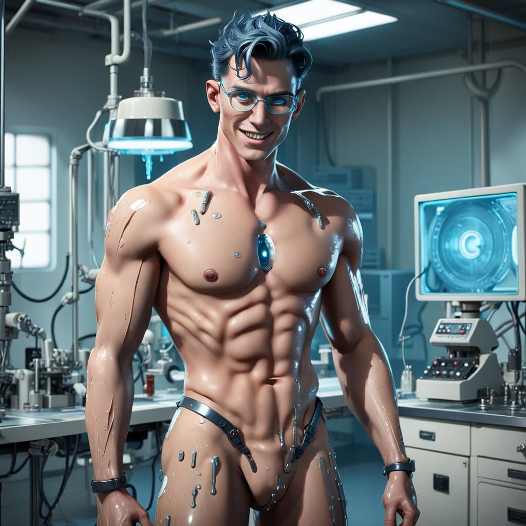Generate a full body shot of a 1950s shirtless, alluring dri...