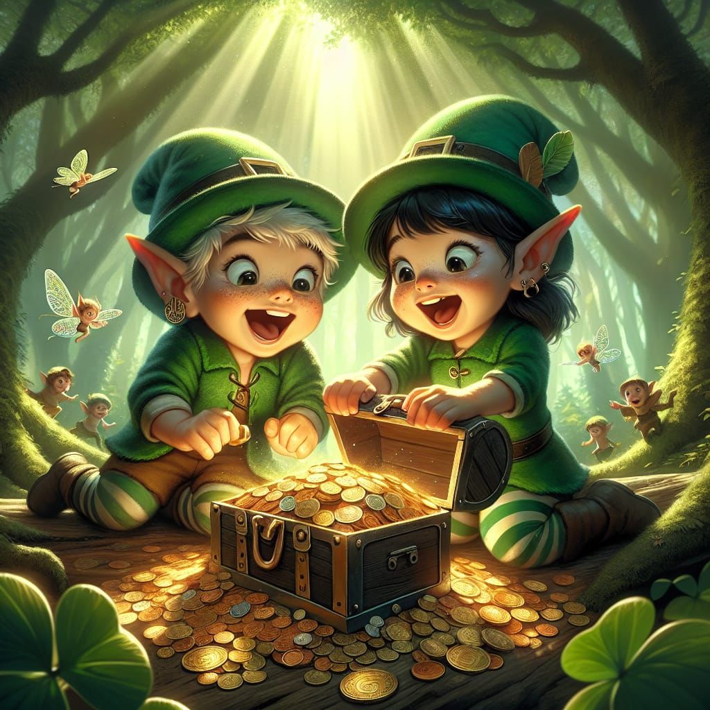 two cute irish elves find treasure
