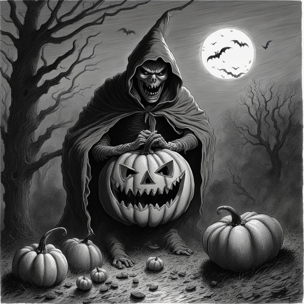 A scary pumpkin and a Scary Carver
