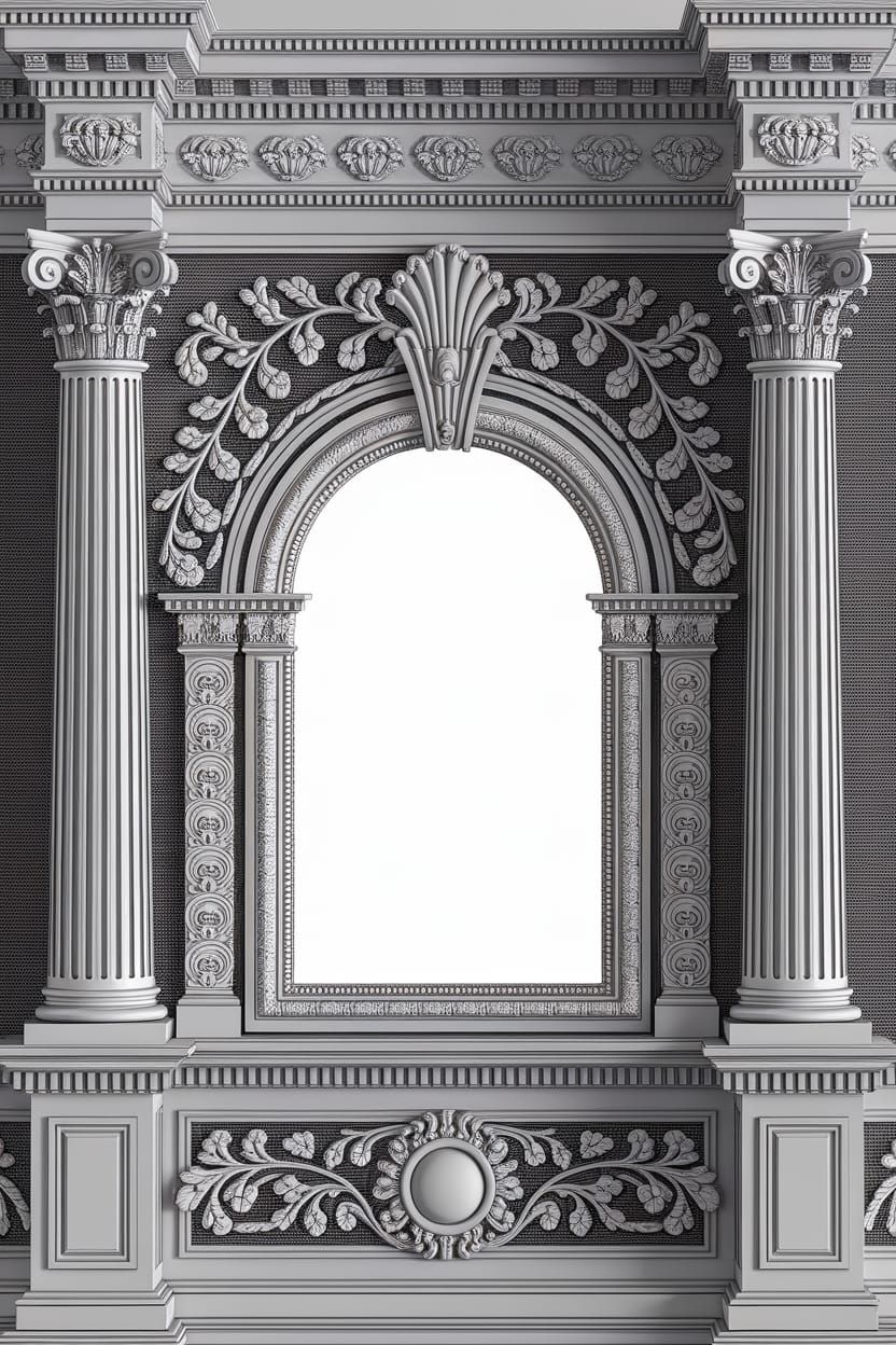 Ornate Black and White Baroque Picture Frame
