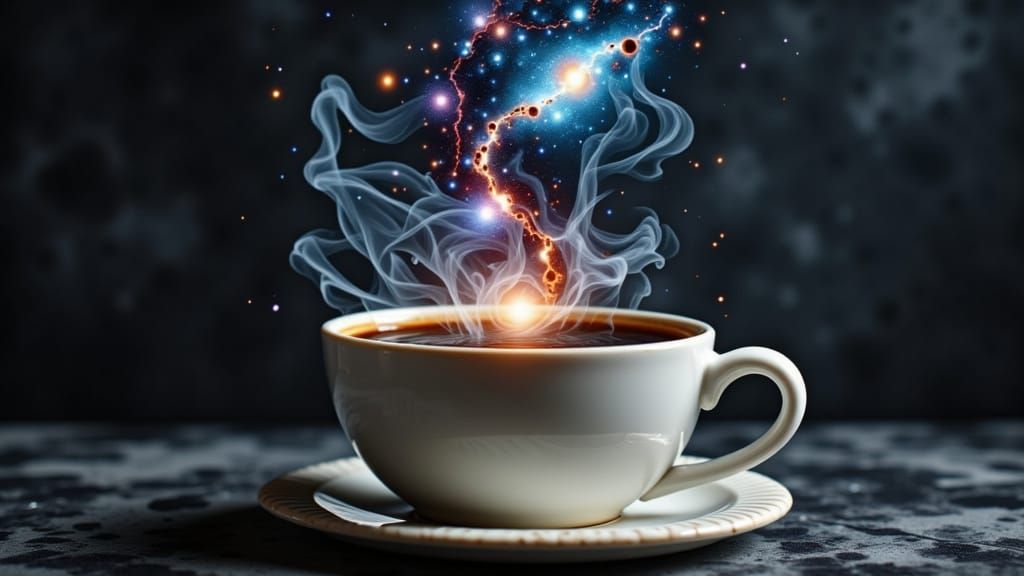 Cosmic Galaxy Cup on Marble Surface