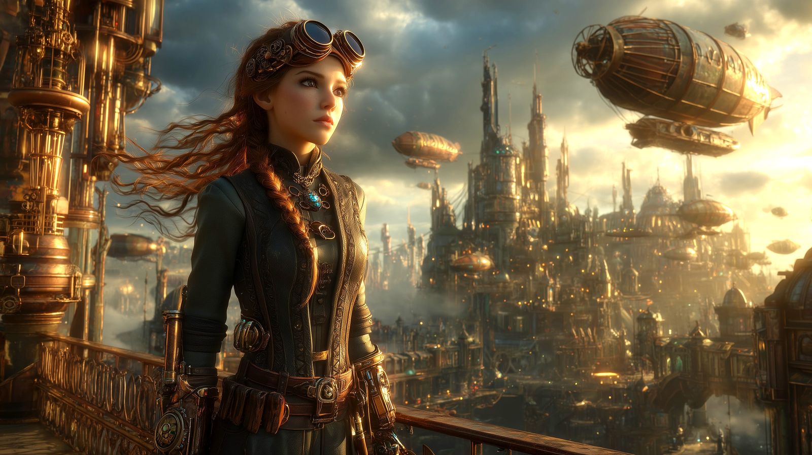 steampunk city panorama