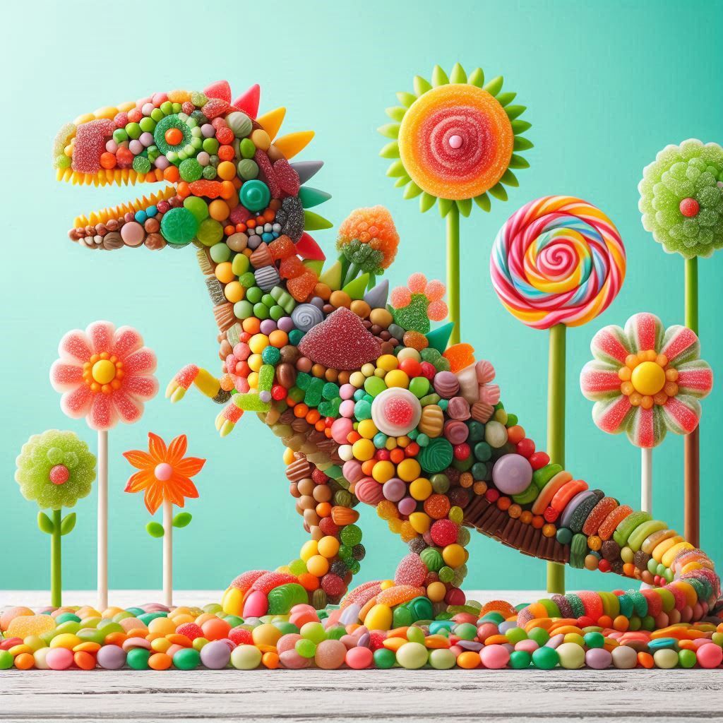 dinosaur made of candy.