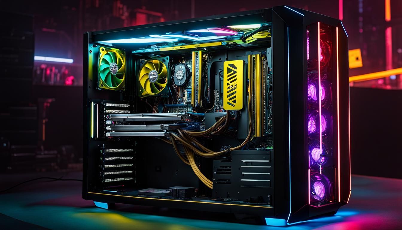 Hyperrealistic gaming hardware PC components tower only without monitor ...