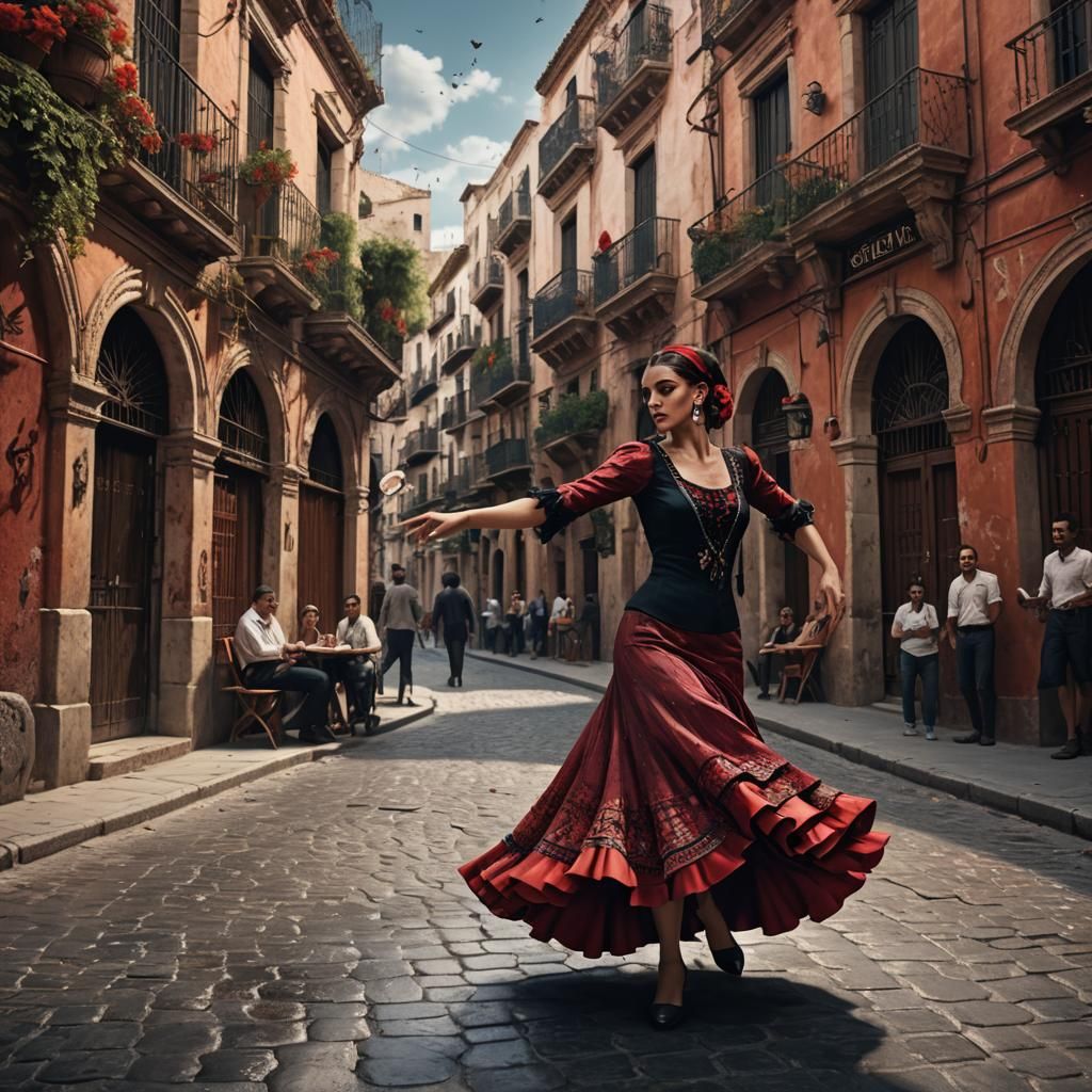 A flamenco dancer in a street  of Siviglia