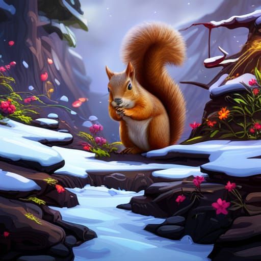 A squirrel in a winter forest dreams of summer. And dreams come true  by @RudaStew