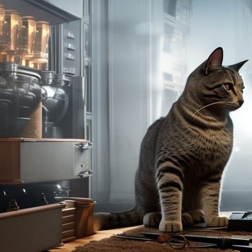 Cat tries to break safe full of coffee. He tries very hard. ...