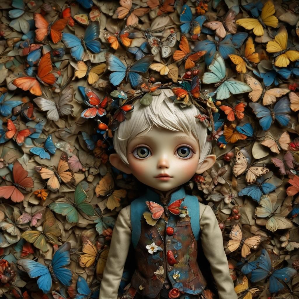 Boy with butterflies