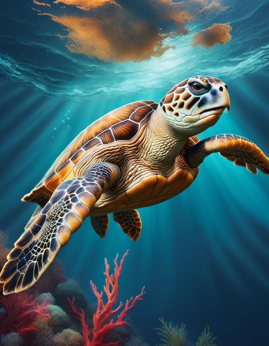 sea turtle underwater
