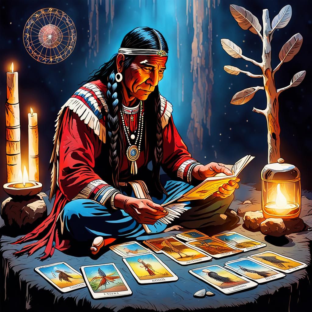 Native American  Tarot ,The Indigenous Shaman reads the future of race relations with The Trickster Tarot