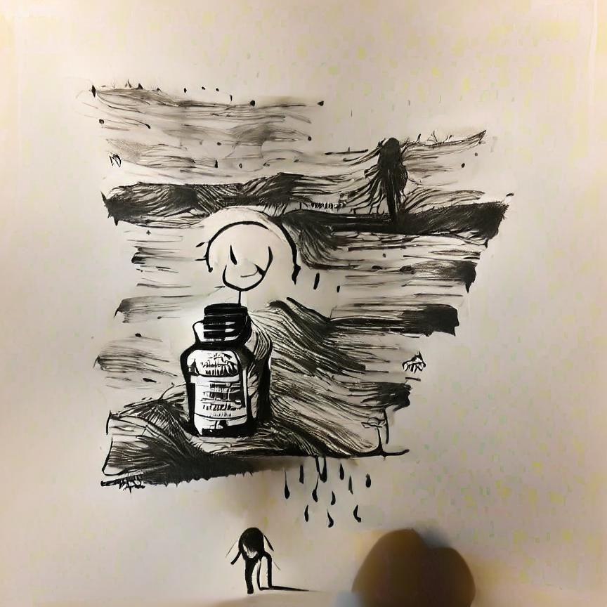 A simple ink drawing of the secret to depression