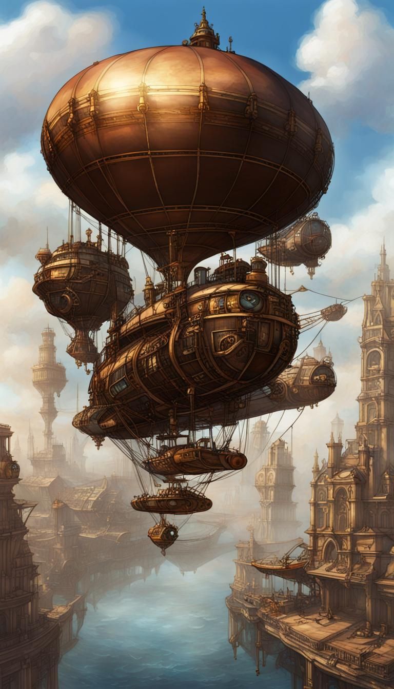 Aetherial Airship Port - AI Generated Artwork - NightCafe Creator