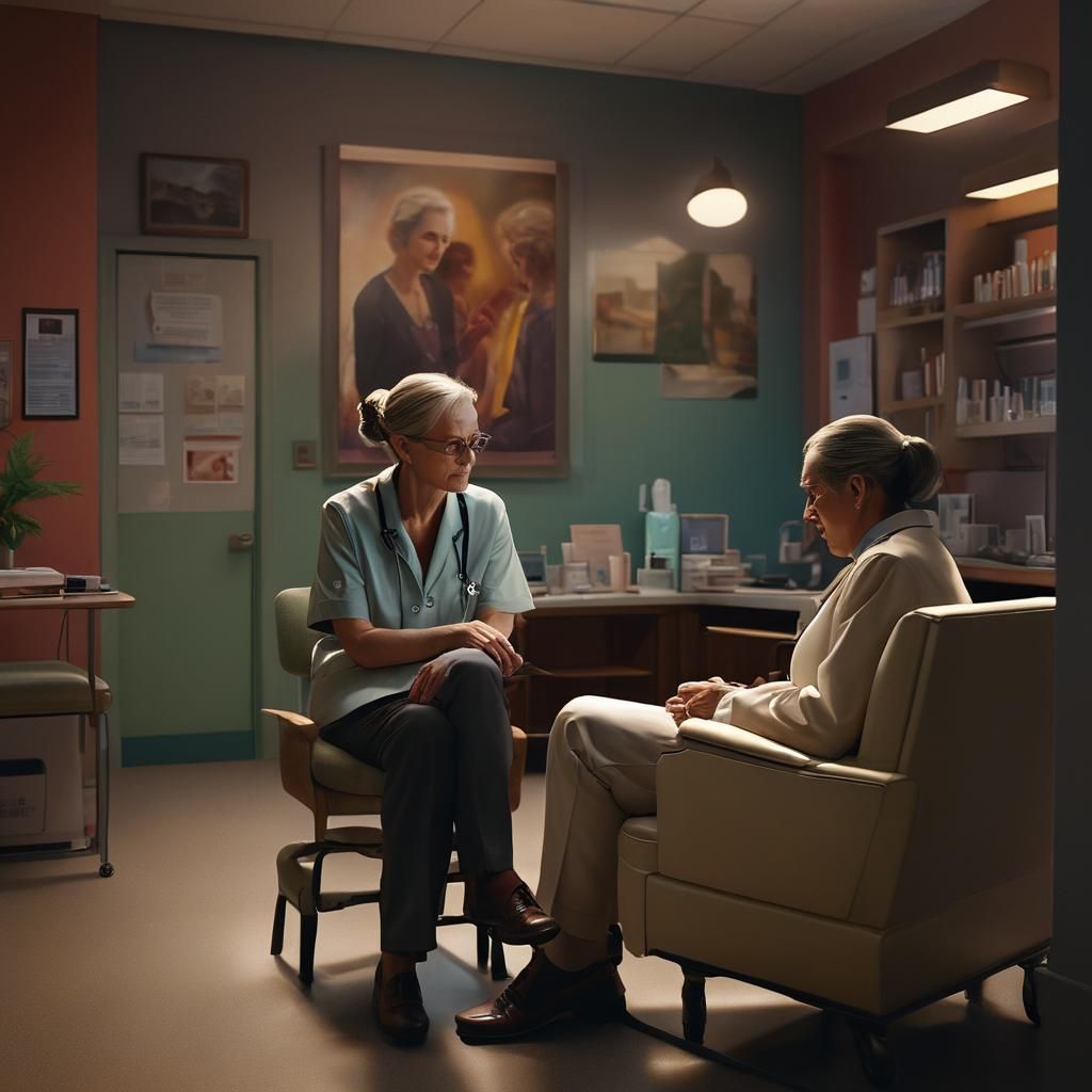 Psychiatrist listening with empathy to sobbing woman at the clinic  by @Dr_Strange