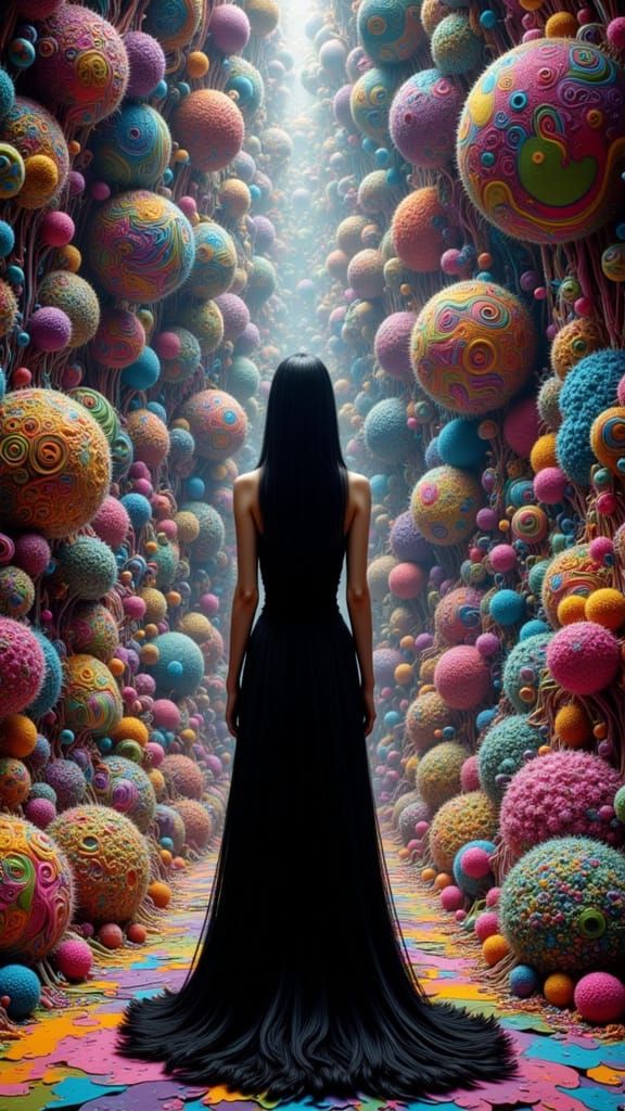 Surreal Victorian Woman in Hallucinatory Landscape