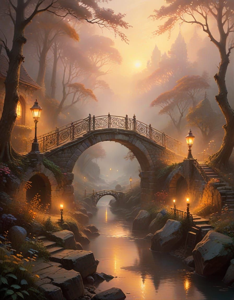 The Misty Bridges  by @Clockmaker