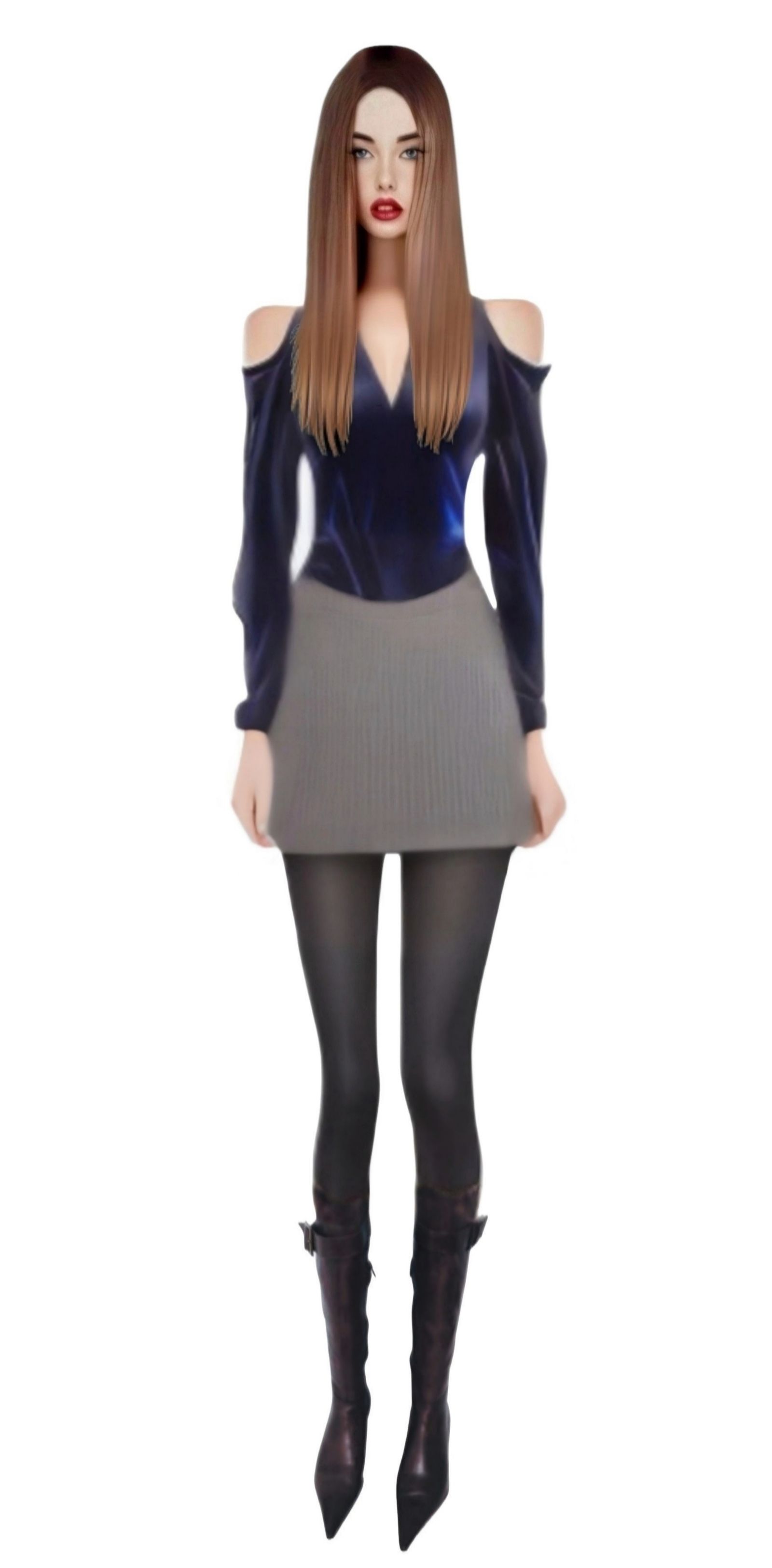 18 year old female with long straight brunette hairstyle, we...