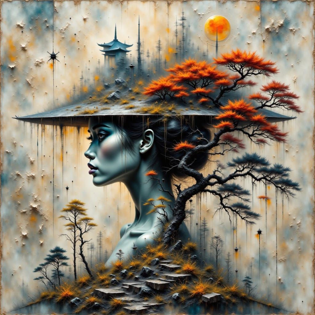 double exposure <lora:Oriental Spirits:1.0>