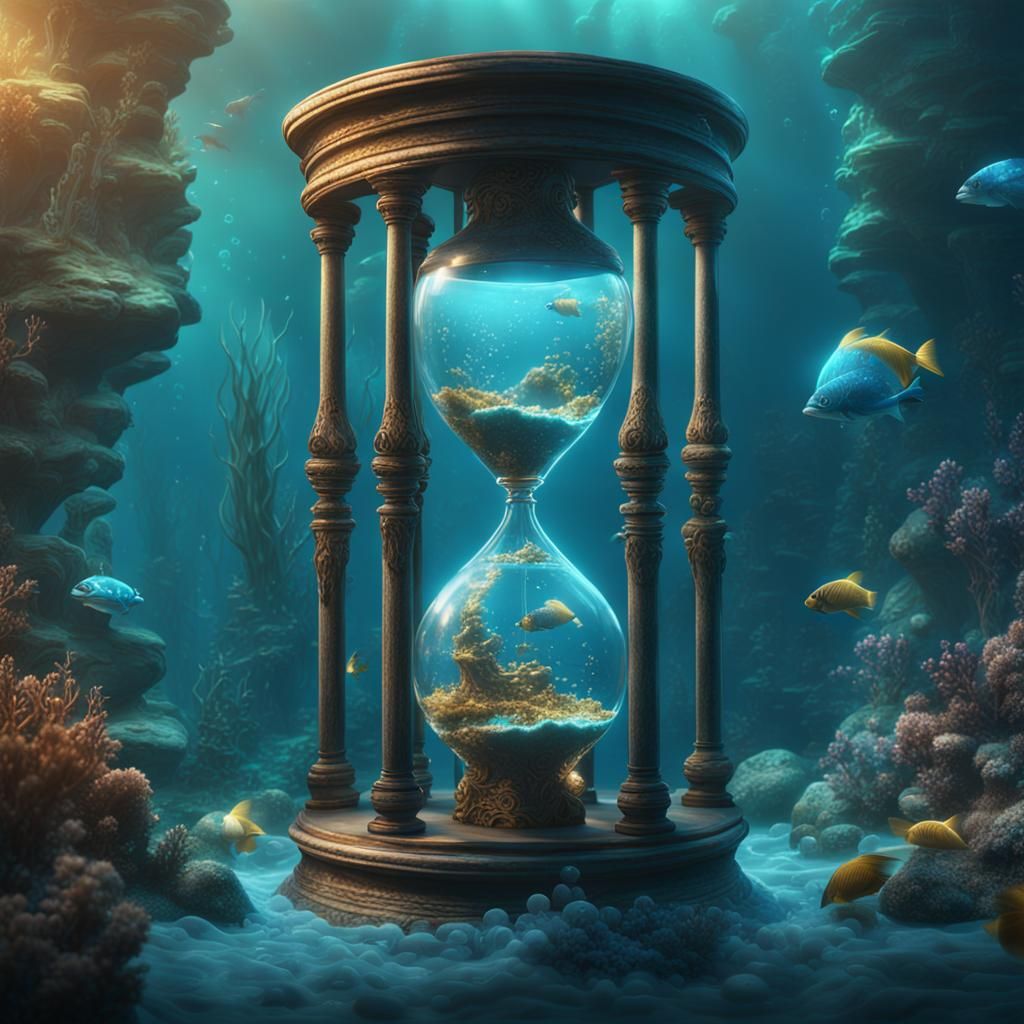 Hourglass underwater - AI Generated Artwork - NightCafe Creator