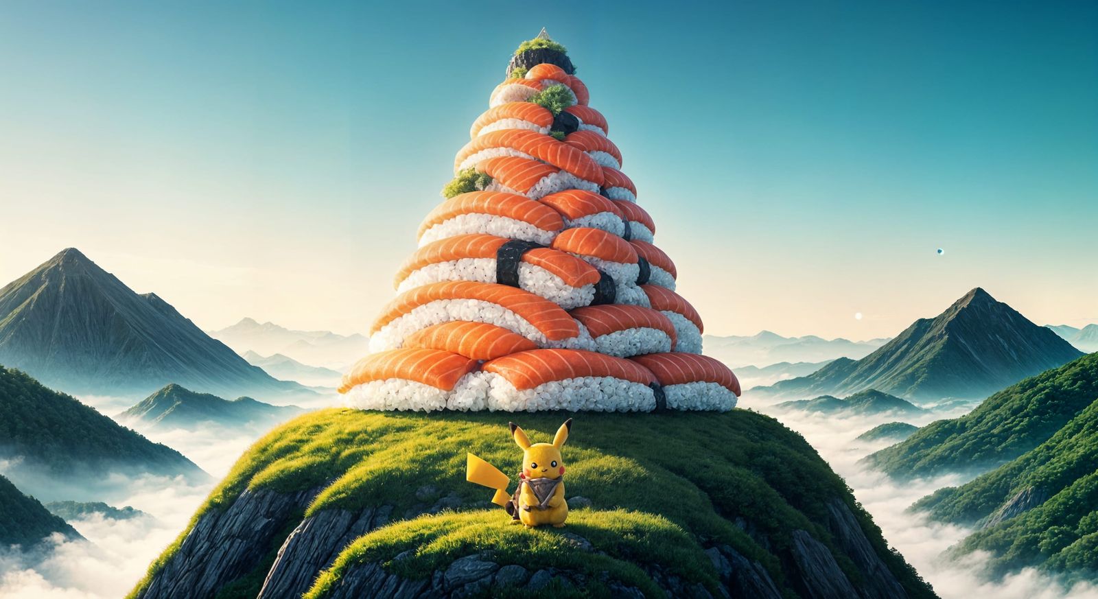 Pikachu Pokemon at Mt. Poke-mon Sushi Mountain  by @artsho