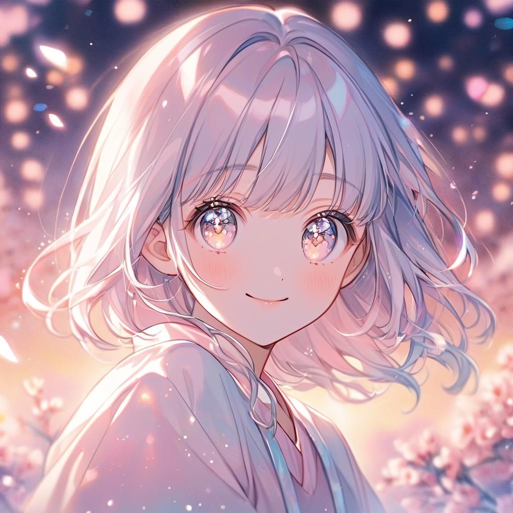 Whimsical Anime Portrait with Cherry Blossoms