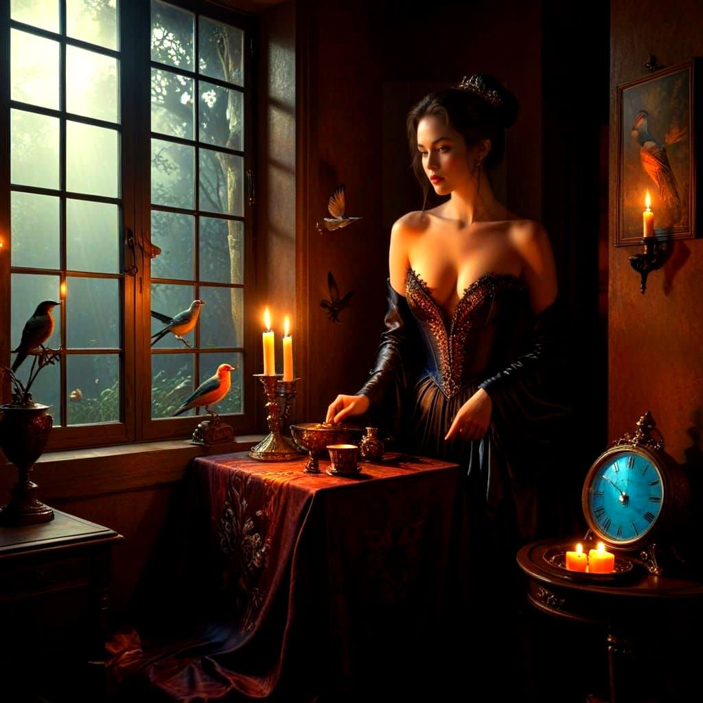 Surreal Medieval Beauty in Hyperrealistic Portrait