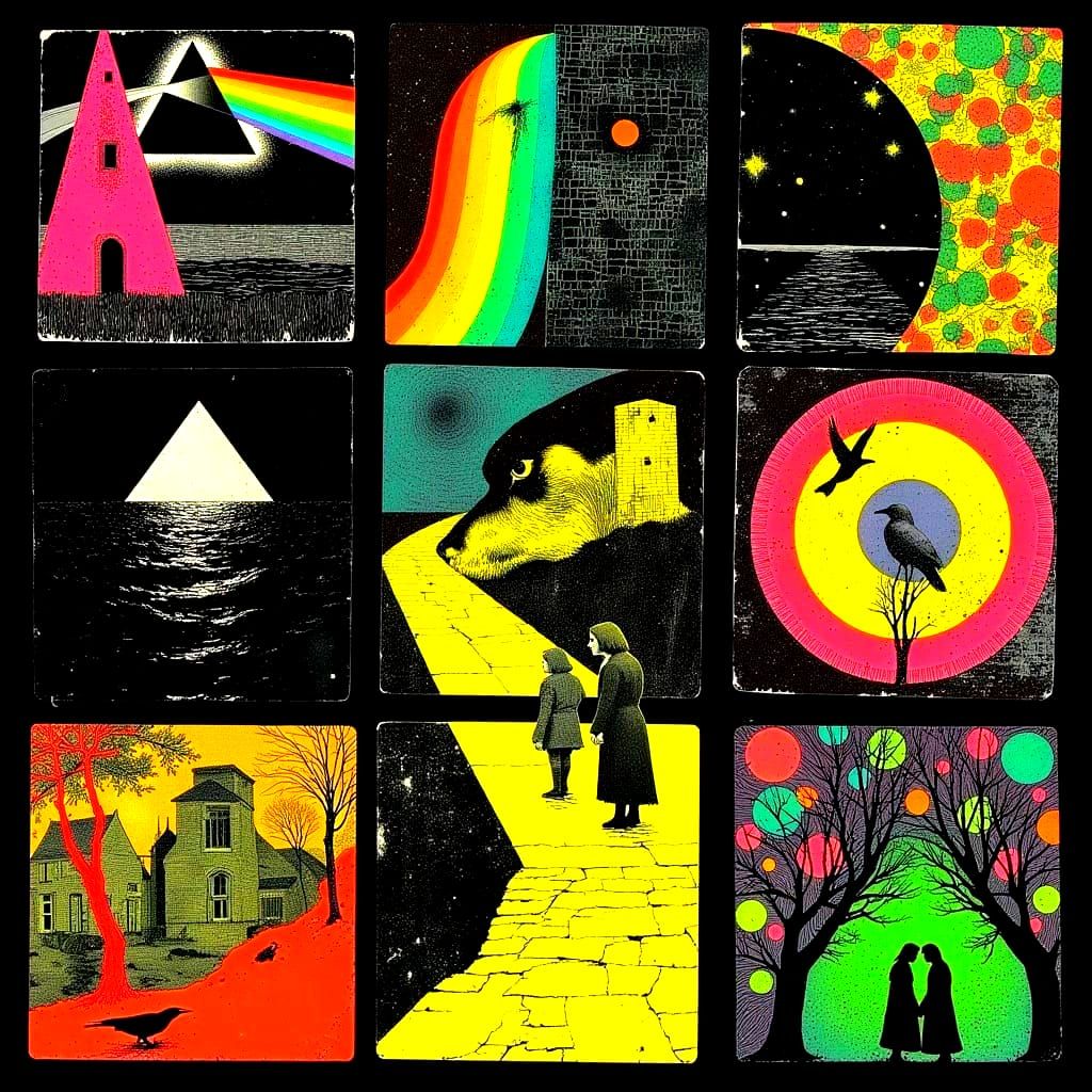 Psychedelic LSD Tab Artwork Blending Wizard of Oz and Pink F...