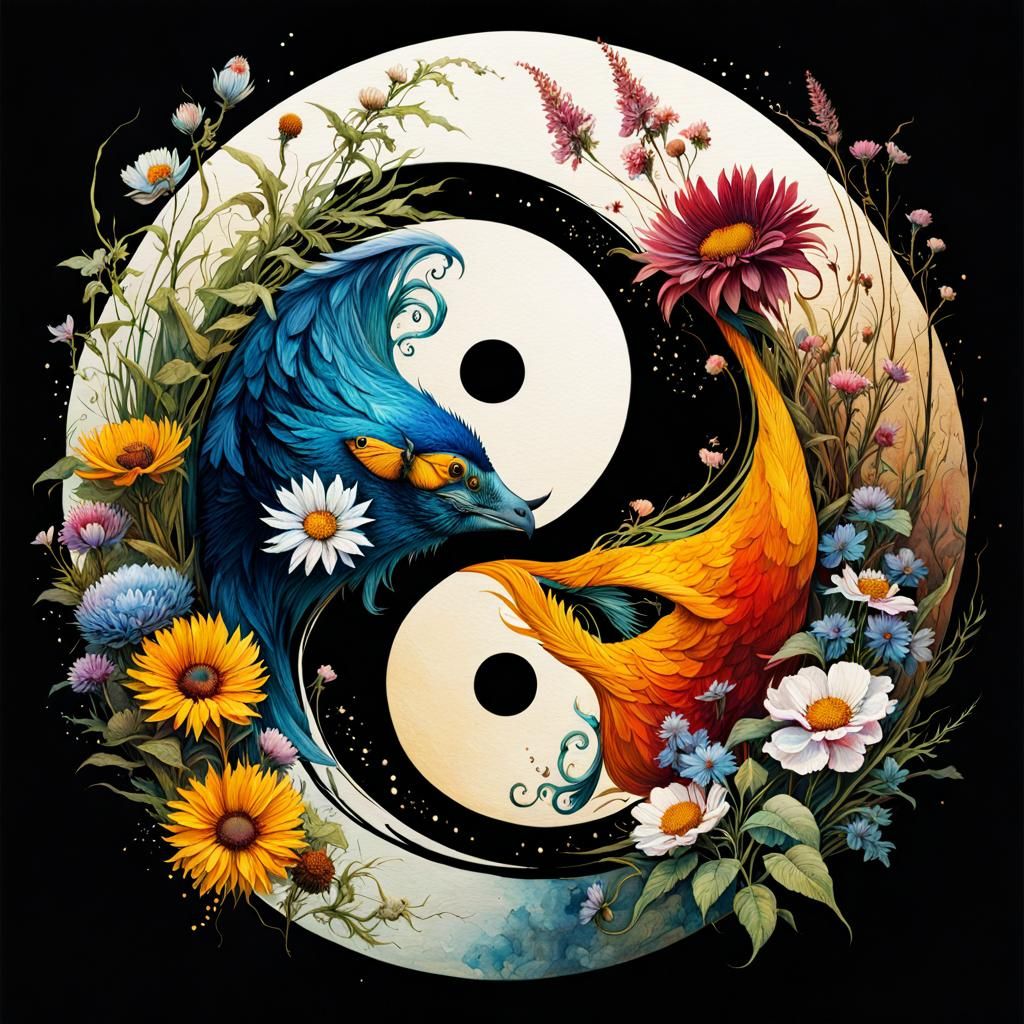 Yin And Yang wildflower mascot logo - AI Generated Artwork - NightCafe ...