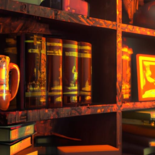 Red bookshelf