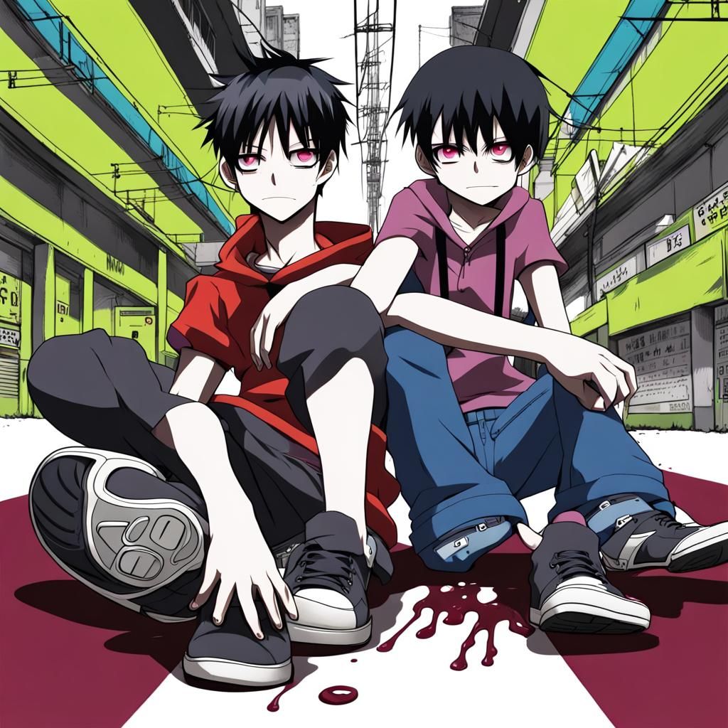 The anime Blood Lad Braz and his brother Staz when they were younger ...