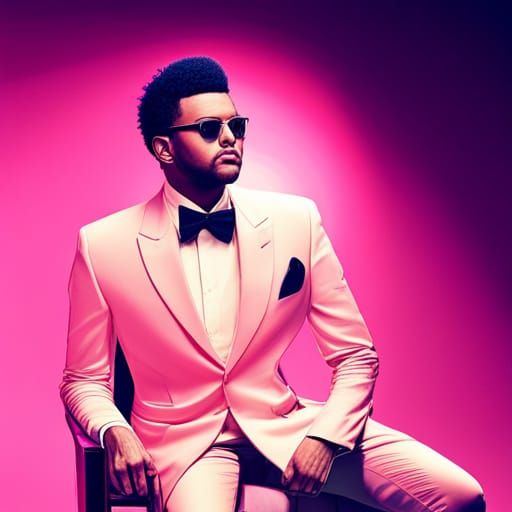 The Weeknd dressed in a suit in the 1980s synthwave neon retro - AI  Generated Artwork - NightCafe Creator