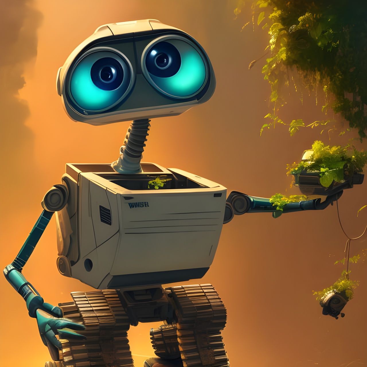 WALL E with his plants AI Generated Artwork NightCafe Creator