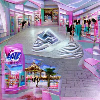 White vaporwave mall surrealism