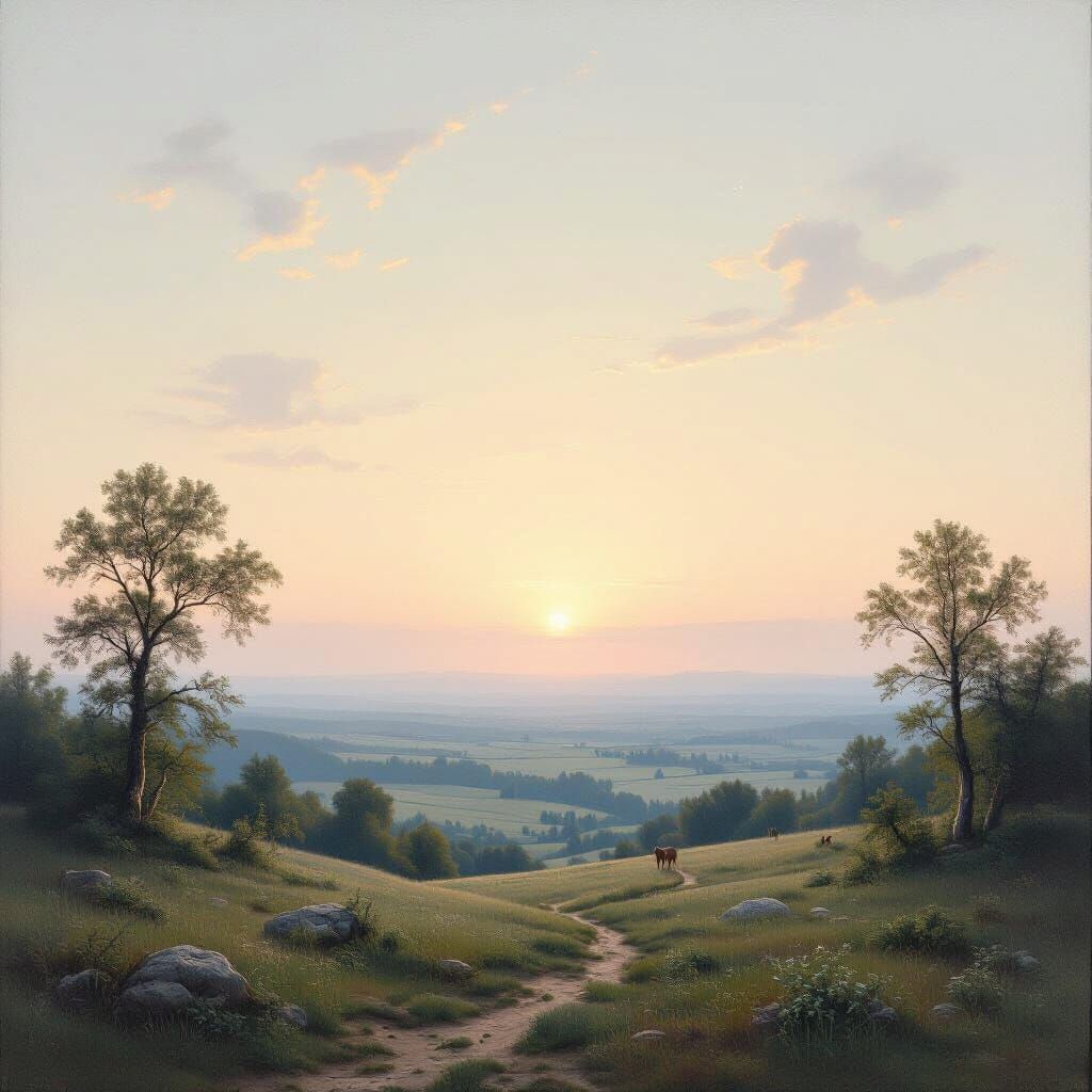 Ethereal Horizon Landscape in Romanticism Style
