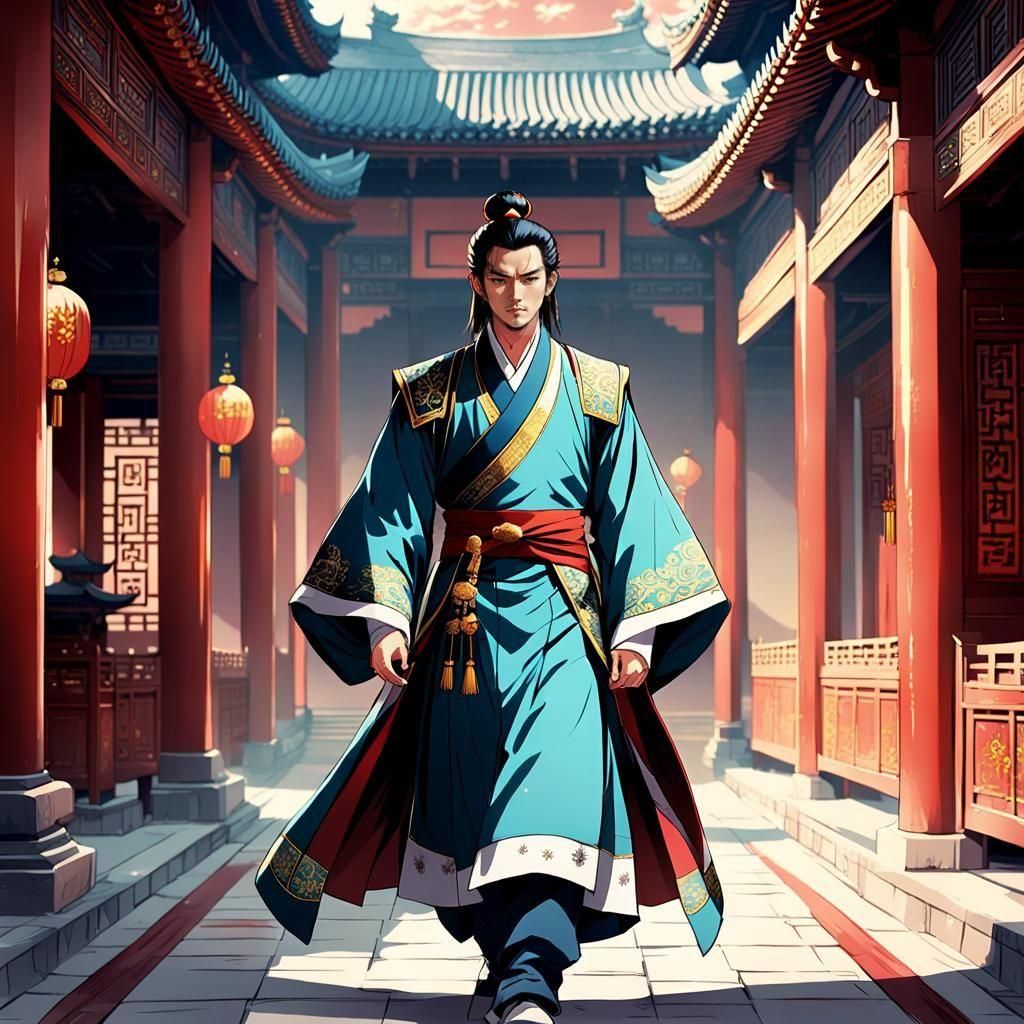 (ancient china) handsome prince, walking in the palace, 
 Masterpiece, Best Quality, flat, Manga Scan, Anime, cinematic ...