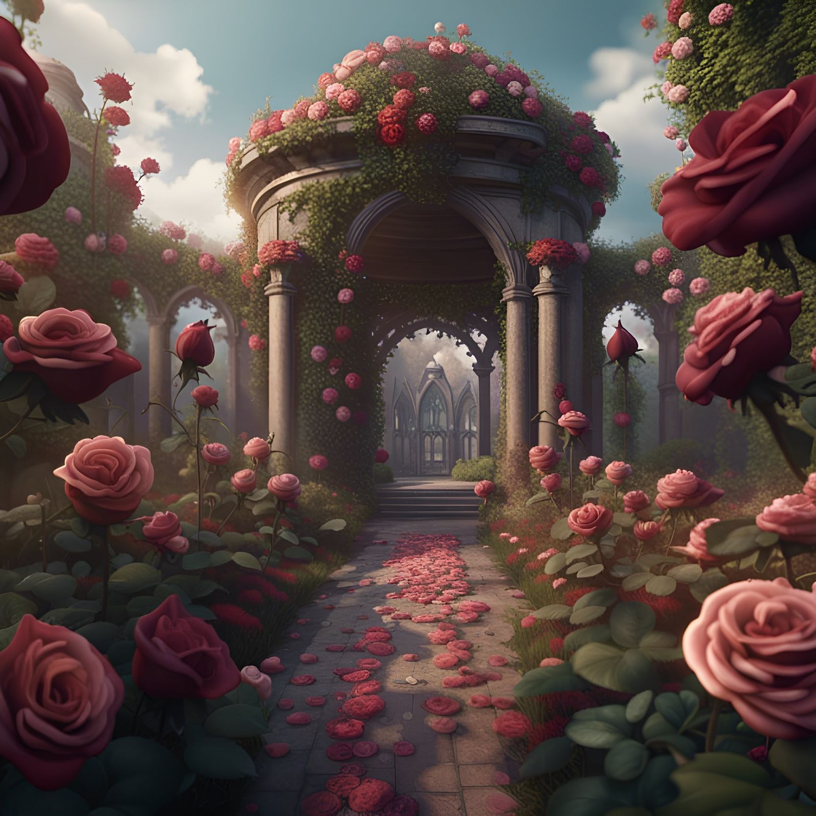 A Rose Garden - AI Generated Artwork - NightCafe Creator