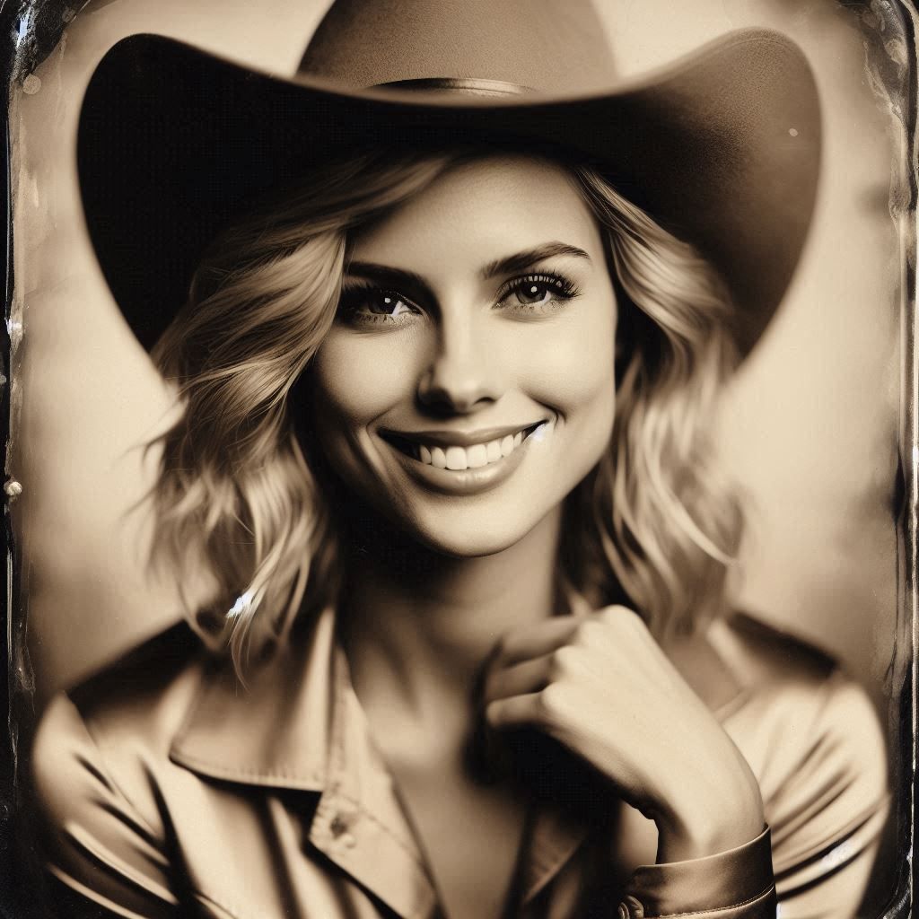 "Pretty Cowgirl" Black and White