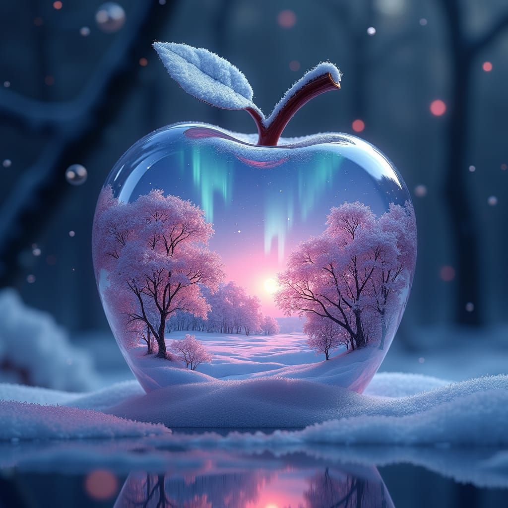 Spring in glass apple