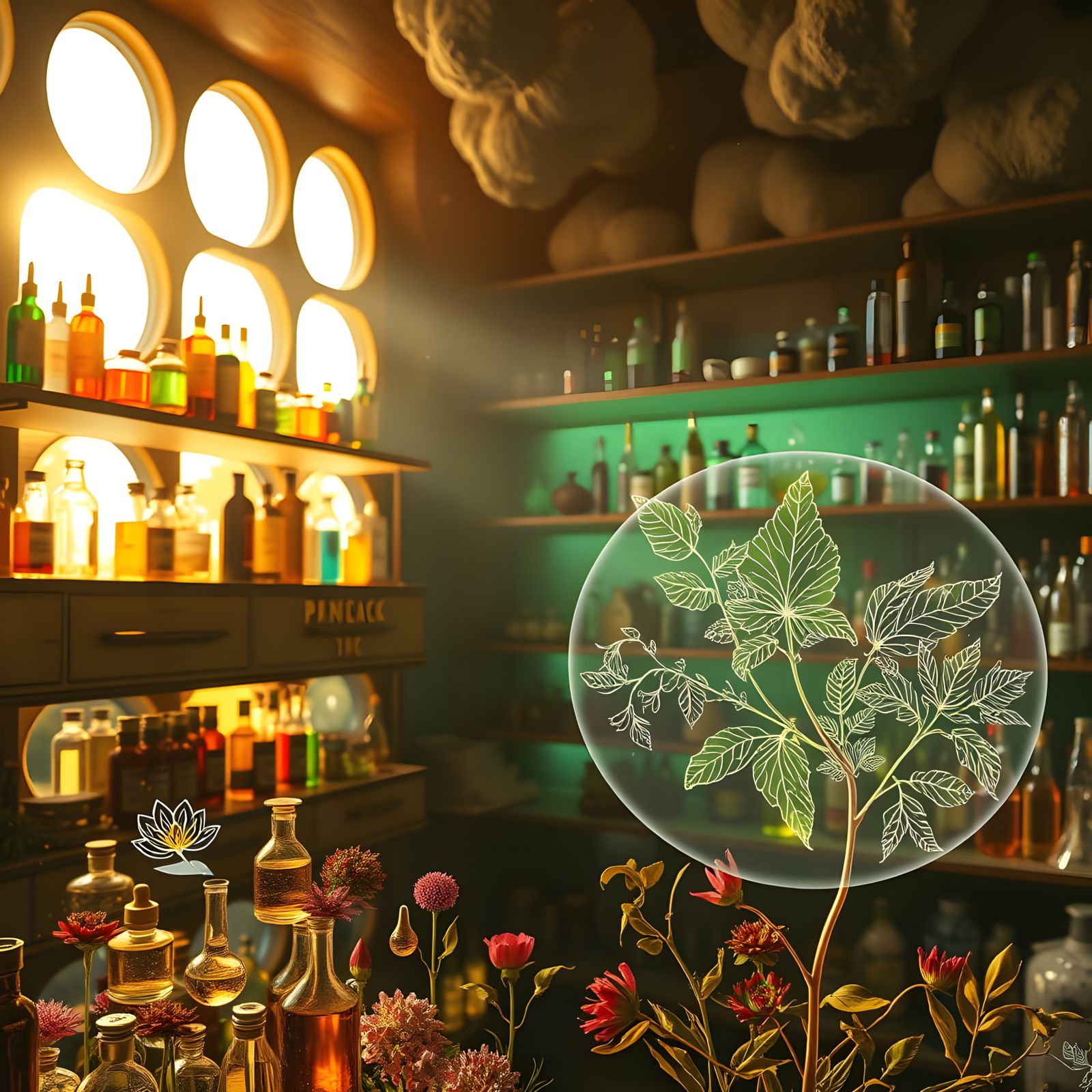 Futuristic Apothecary at Golden Hour