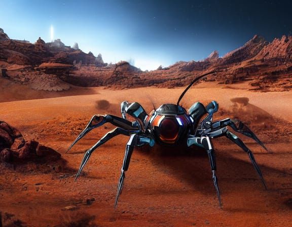 Robotic Spider on Alien Planet Concept Art