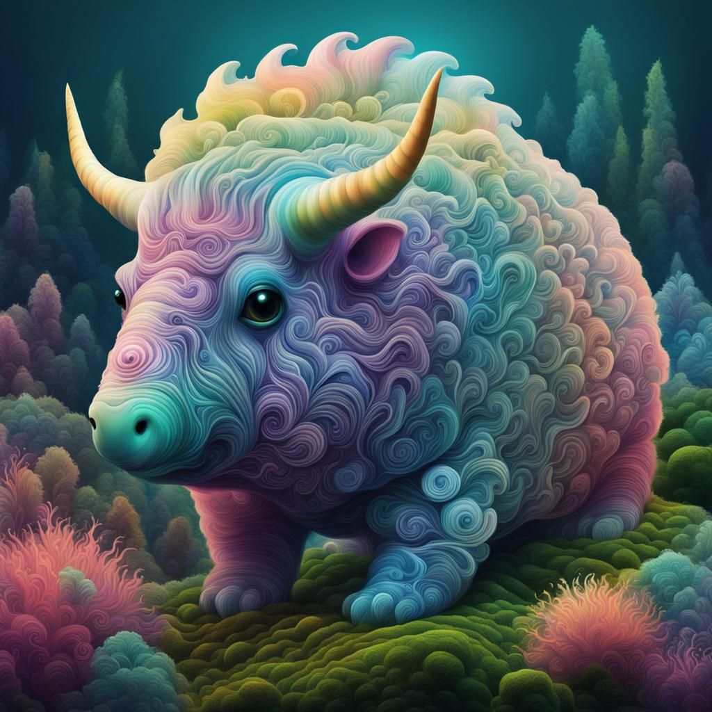Tarbh-Uisge - a tamed Scottish water bull pet  by @Noirisette