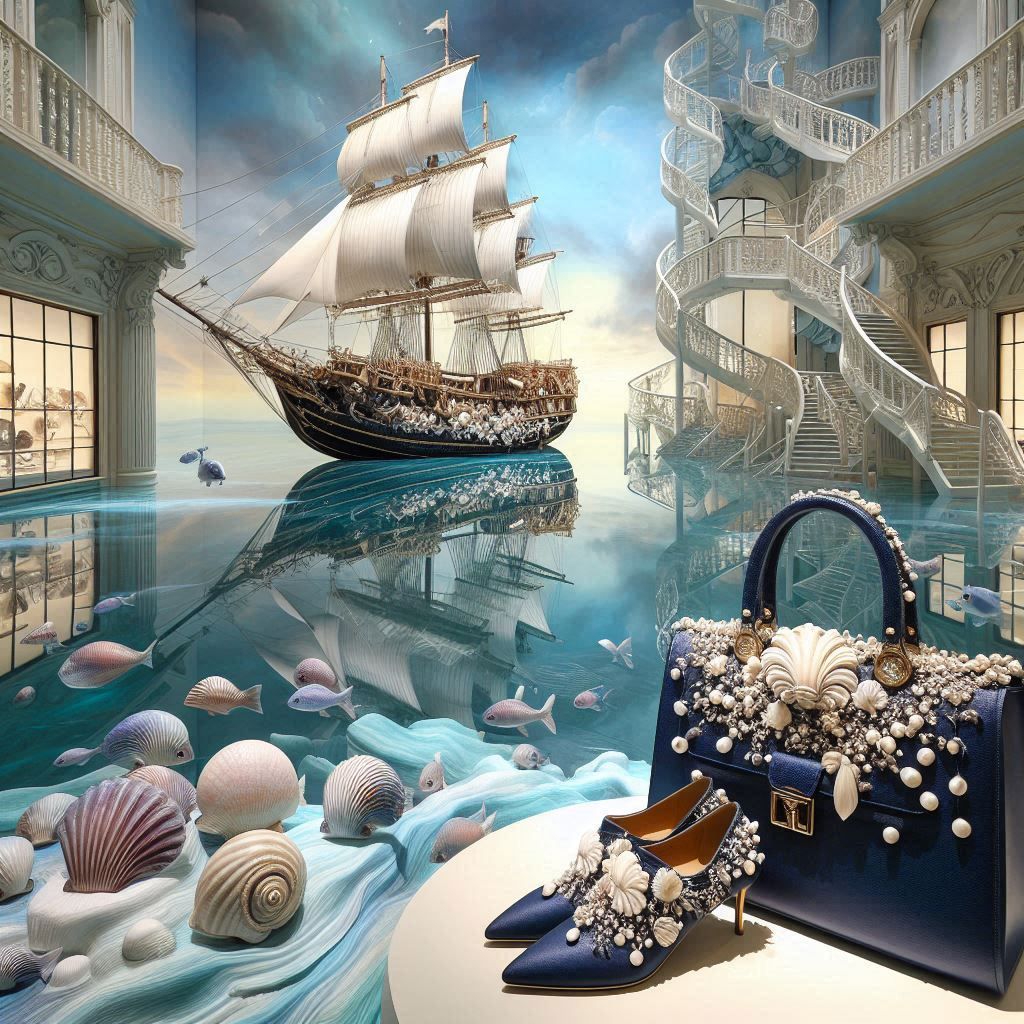 Navy shell bag and shoes