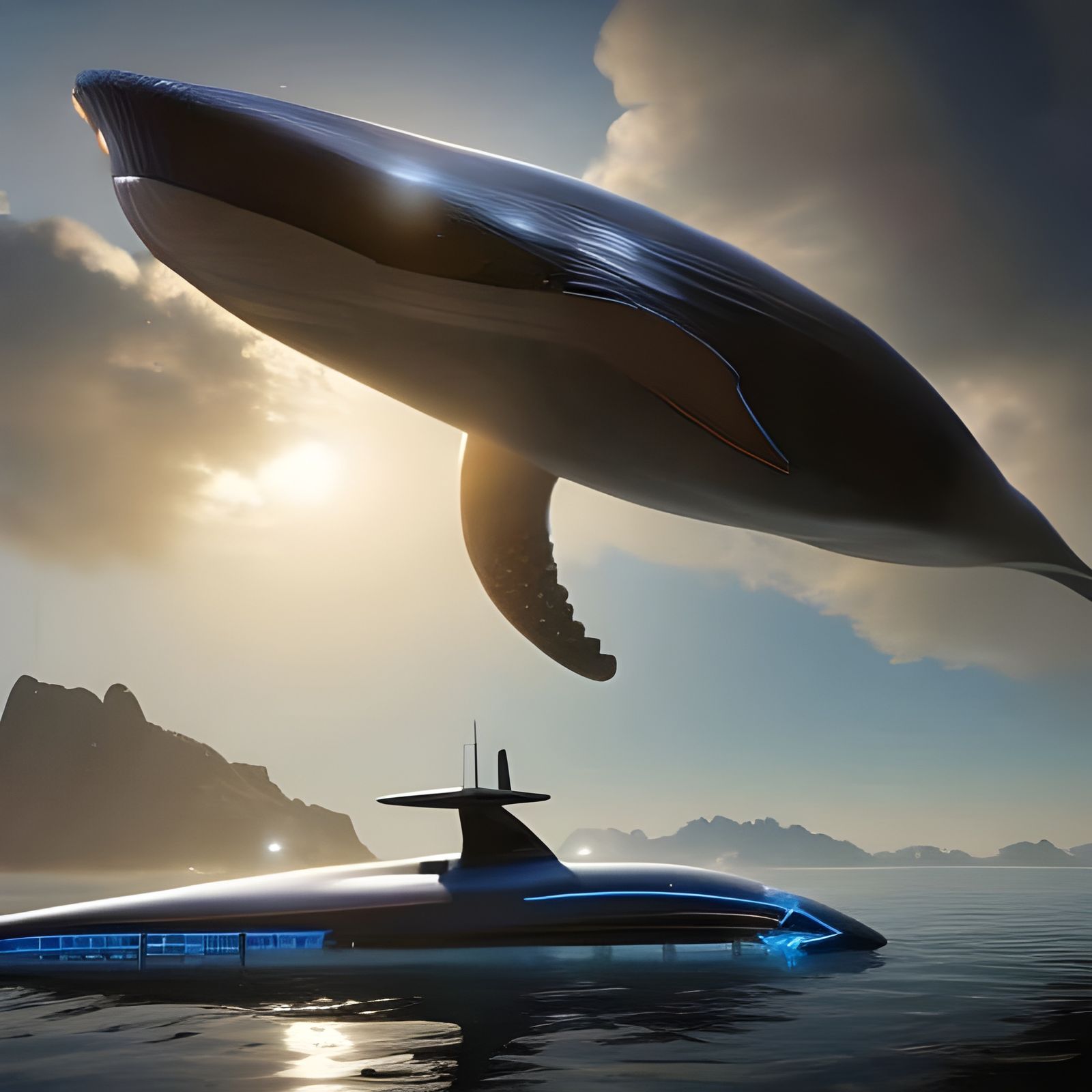 submarine and whale