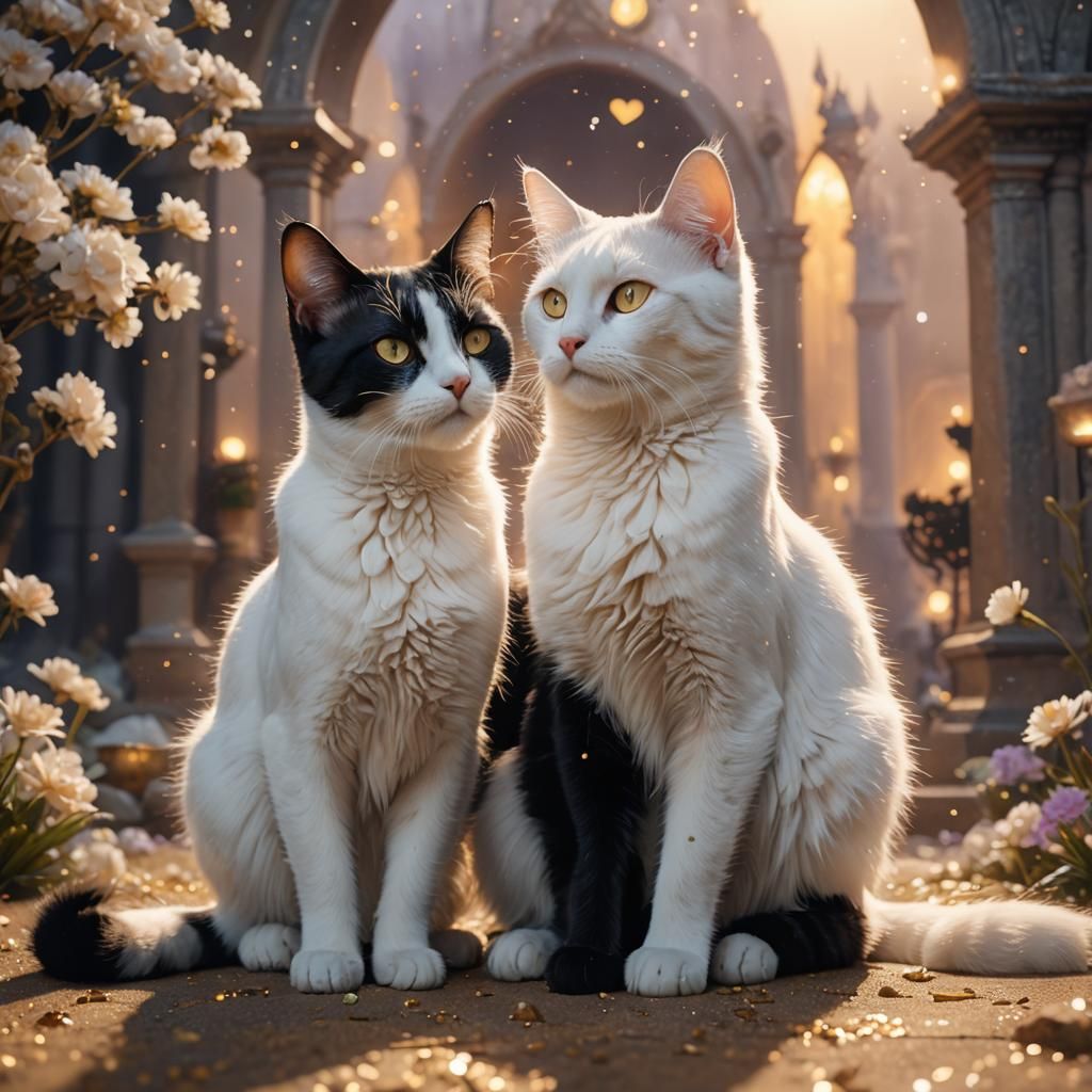 Whimsical Cats in a Realm of Endless Love