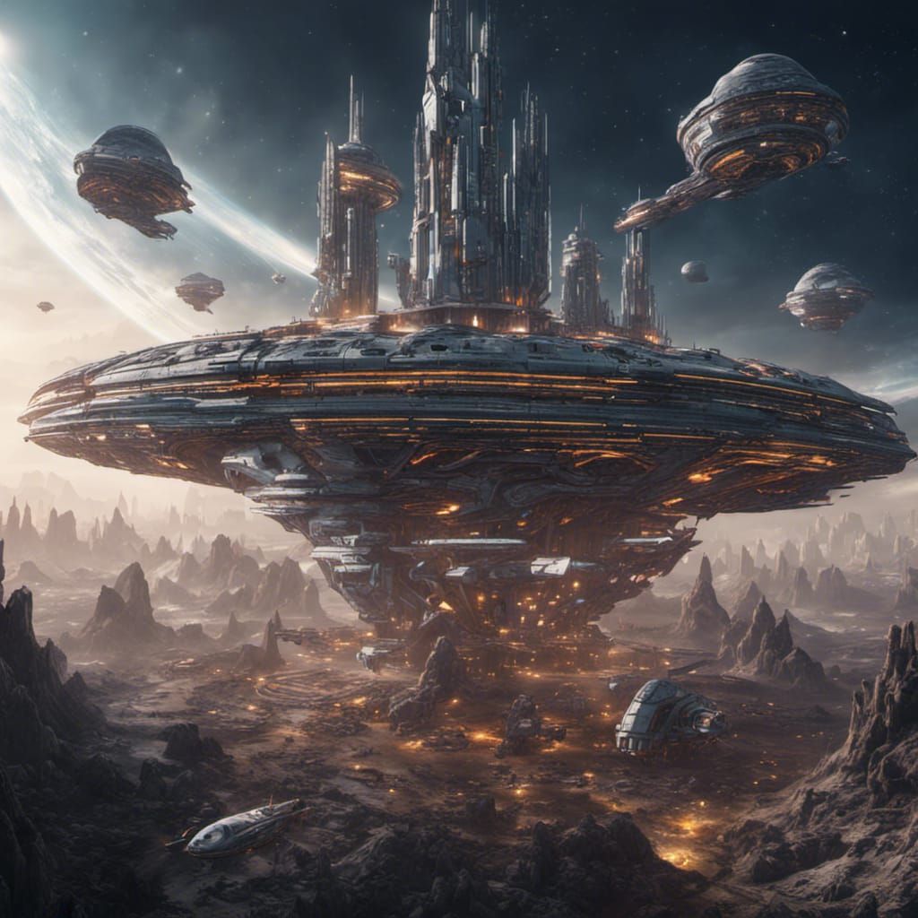 A future colony space craft arrives at a new world  by @undefined